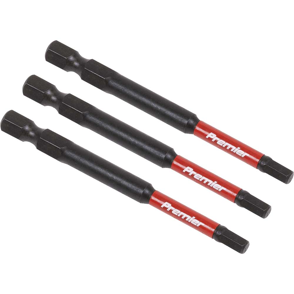 Sealey Impact Power Tool Hexagon Screwdriver Bits Hex 4Mm 75Mm Pack Of Size 3