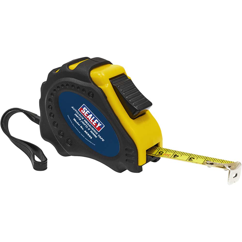 Sealey Autolock Tape Measure Imperial & Metric / 3M 16Mm 10Ft
