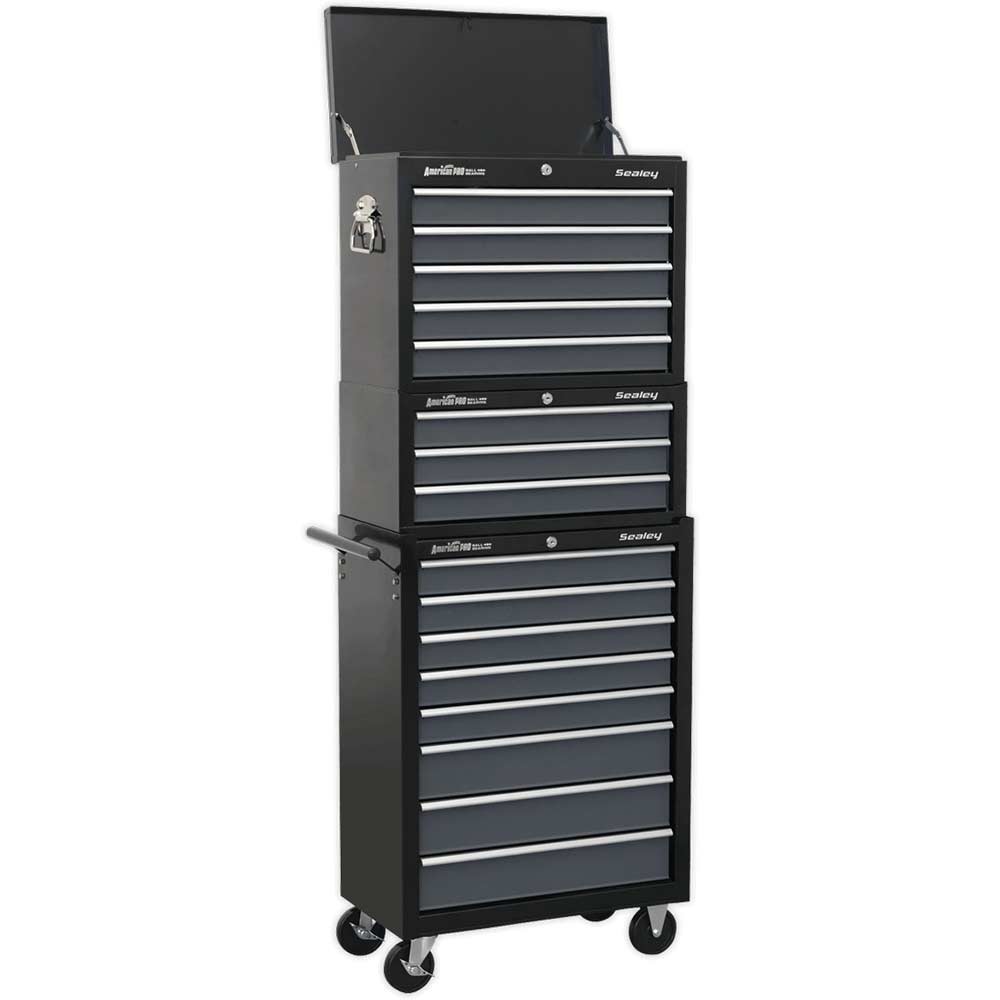 Sealey Black American Pro Drawer Roller Cabinet And Tool Chest Size 16