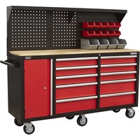Sealey 10 Drawer Mobile Workstation and Pegboard Panel Sealey 10 Drawer Mobile Workstation and Pegboard Panel