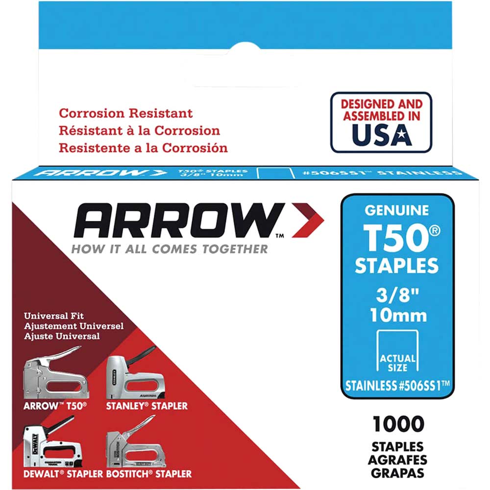 Arrow T50 Stainless Steel Staples Size 0.050