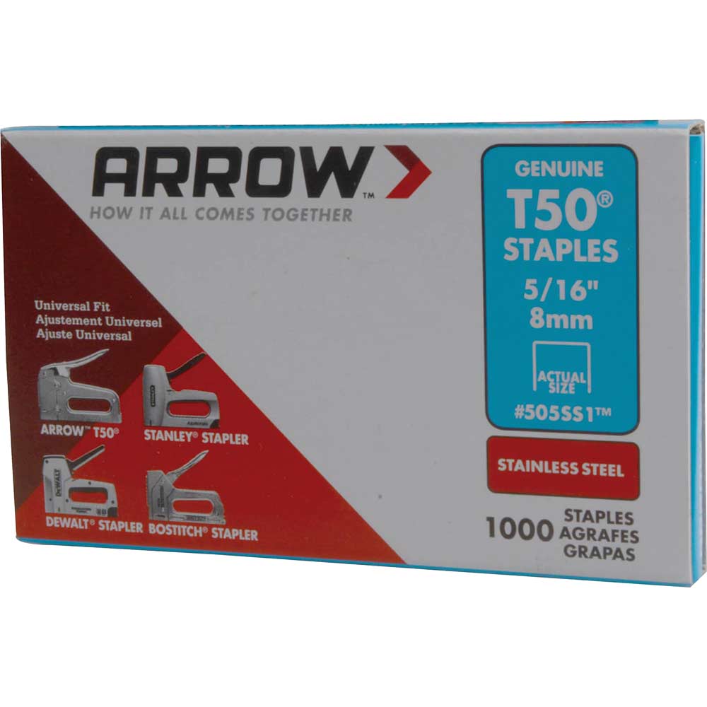 Arrow T50 Stainless Steel Staples Size 0.050