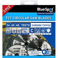 Bluespot 3 Piece Circular Saw Blade Set 210mm