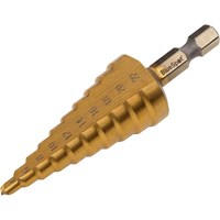 Bluespot Hex Shank HSS Titanium Coated Step Drill Bit Bluespot Hex Shank HSS Titanium Coated Step Drill Bit