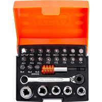 Bahco 2058/S26 26 Piece 1/4" Drive Hex Socket and Screwdriver Bit Set Metric Bahco 2058/S26 26 Piece 1/4" Drive Hex Socket and Screwdriver Bit Set Metric