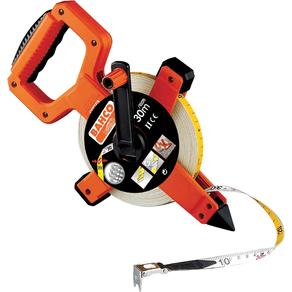 Bahco Lts Open Reel Fiberglass Tape Measure Imperial & Metric / 100M 13Mm 330Ft