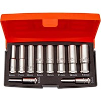 Bahco 10 Piece 1/4" Drive Deep Socket Set Metric