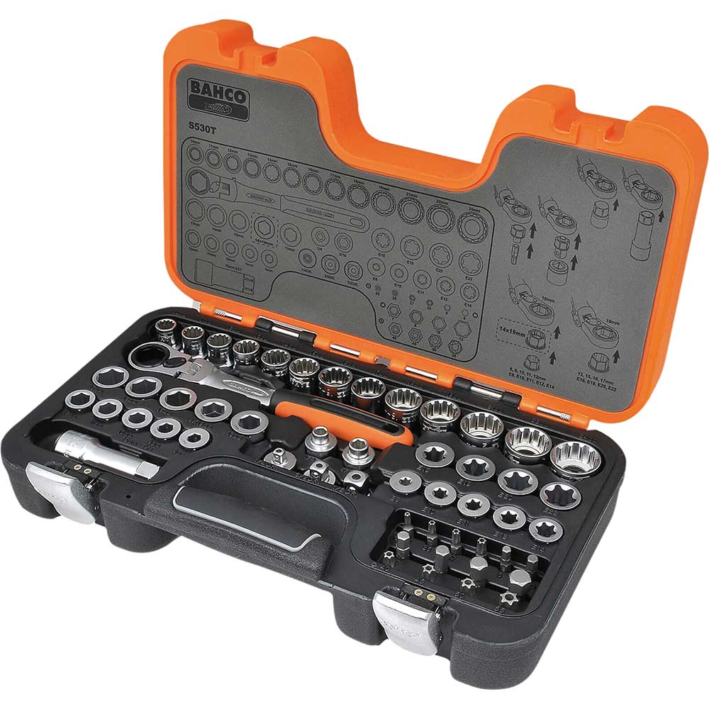 Bahco 53 Piece Combination Drive Pass Through Socket And Bit Set Metric Size 13