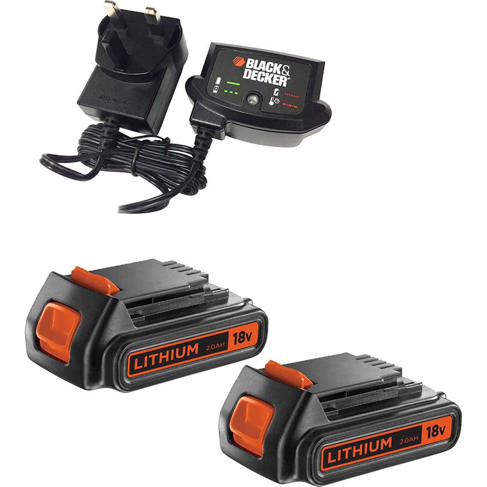Black and Decker Genuine 18v Twin Li-ion Battery and Charger Pack