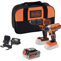 Black and Decker BCK25S2S 18v Cordless Combi Drill and Impact Driver Kit