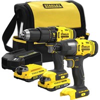 Stanley Fatmax V20 SFMCK465D2S 18v Cordless Combi Drill and Impact Driver Power Tool Kit Stanley Fatmax V20 SFMCK465D2S 18v Cordless Combi Drill and Impact Driver Power Tool Kit