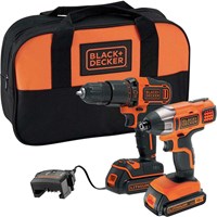 Black and Decker BCK25S2S 18v Cordless Combi Drill and Impact Driver Kit Black and Decker BCK25S2S 18v Cordless Combi Drill and Impact Driver Kit