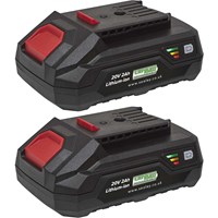 Sealey BK02 20v Cordless SV20V Li-ion Battery 2ah Pack of 2 Sealey BK02 20v Cordless SV20V Li-ion Battery 2ah Pack of 2