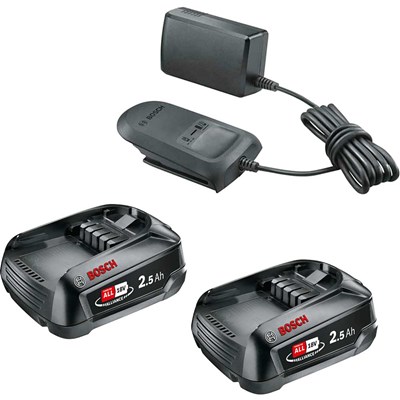 Bosch Genuine GREEN P4A 18v Cordless Li-ion Twin Battery Pack 2.5ah and Standard Charger
