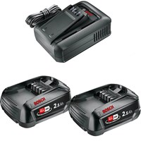 Bosch Genuine GREEN P4A 18v Cordless Li-ion Twin Battery 2.5ah and Fast Charger 