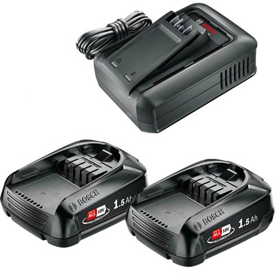 Bosch Genuine GREEN P4A 18v Cordless Li-ion Twin Battery 1.5ah and Fast Charger