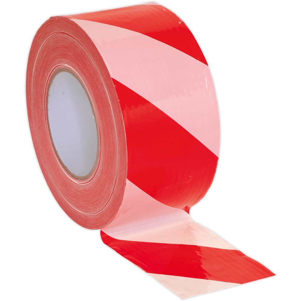 Sealey Red / White Hazard Warning Barrier Tape 100M