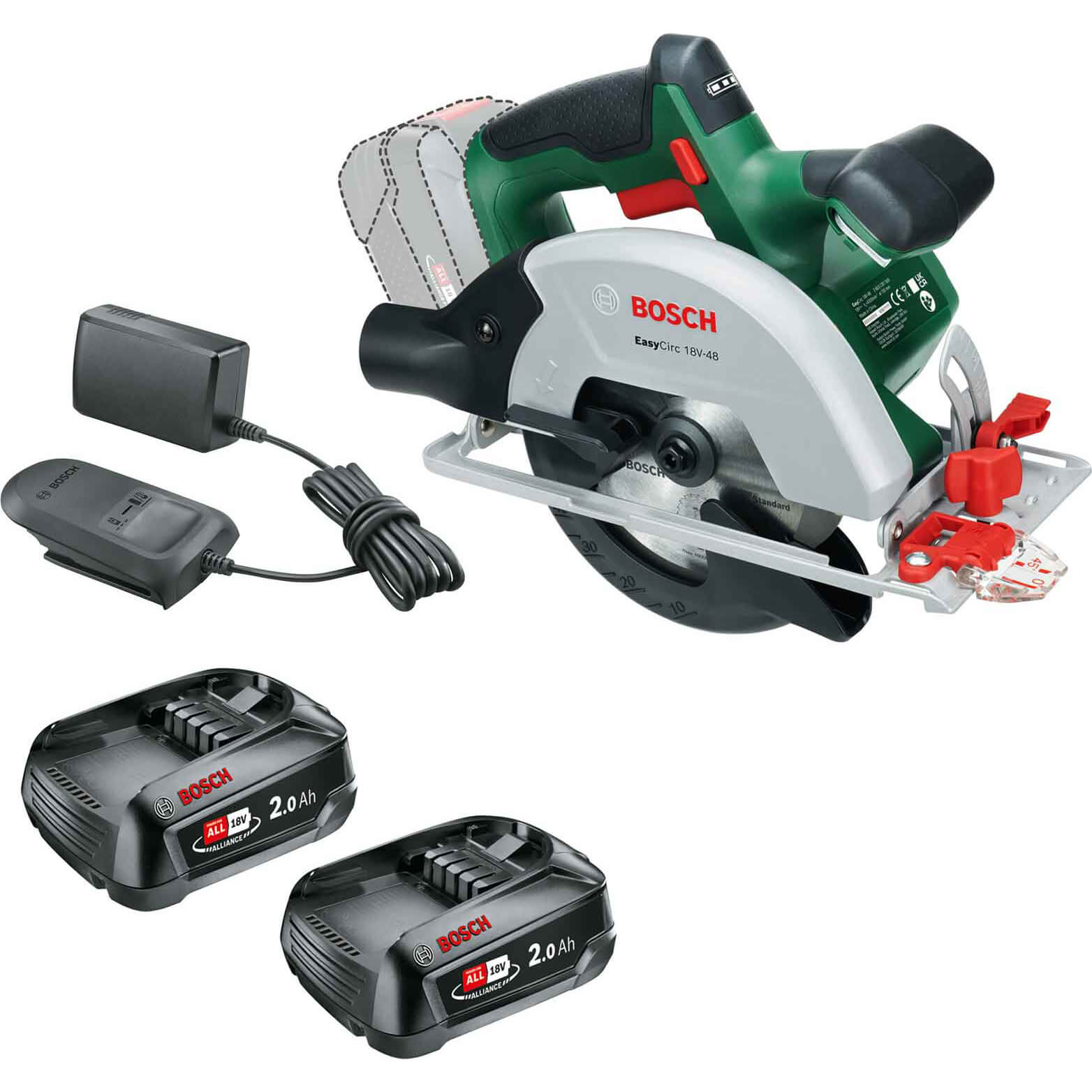 Bosch EASYCIRC 18V-48 18v P4A Cordless Circular Saw 150mm - 2 x 2Ah batteries + charger