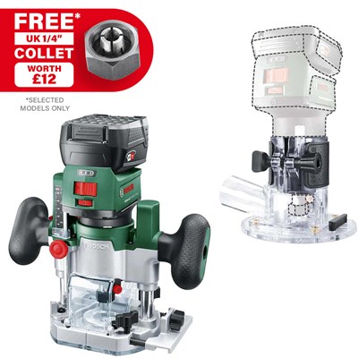 Bosch ADVANCEDTRIMROUTER 18V-8 P4A 18v Cordless Trim Router with Plunge Attachment