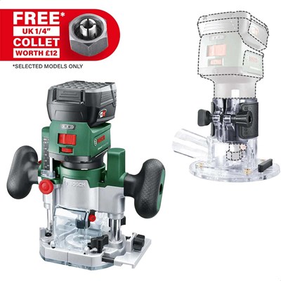 Bosch ADVANCEDTRIMROUTER 18V-8 P4A 18v Cordless Trim Router with Plunge Attachment