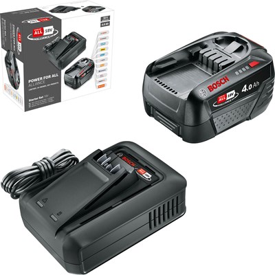 Bosch Genuine GREEN P4A 18v Cordless Li-ion Battery 4ah and Charger Starter Set