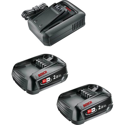 Bosch Genuine GREEN P4A 18v Cordless Li-ion Twin Battery 2ah and Fast Charger
