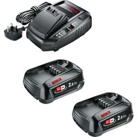 Bosch Genuine GREEN P4A 18v Cordless Li-ion Twin Battery 2ah and Fast Charger 