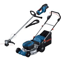 Bosch Professional 18v Cordless Brushless Rotary Lawnmower and Grass Trimmer Kit Bosch Professional 18v Cordless Brushless Rotary Lawnmower and Grass Trimmer Kit