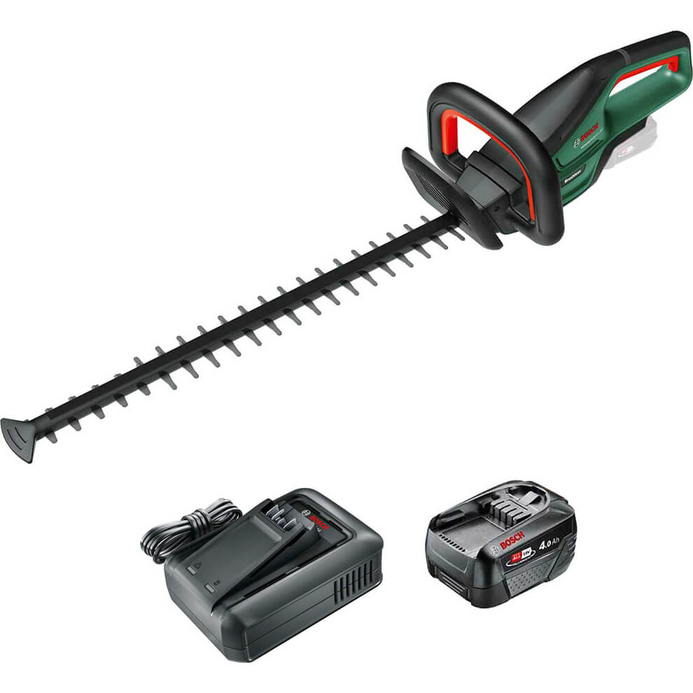 Bosch UNIVERSALHEDGECUT 18V-55 P4A 18v Cordless Hedge Trimmer 550mm 1 x 4ah Li-ion Battery Charger