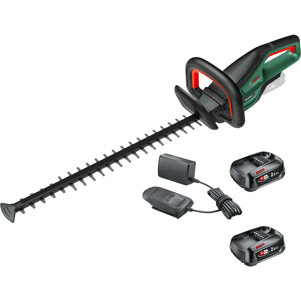 Bosch UNIVERSALHEDGECUT 18V-55 P4A 18v Cordless Hedge Trimmer 550mm 2 x 2ah Li-ion Battery Charger