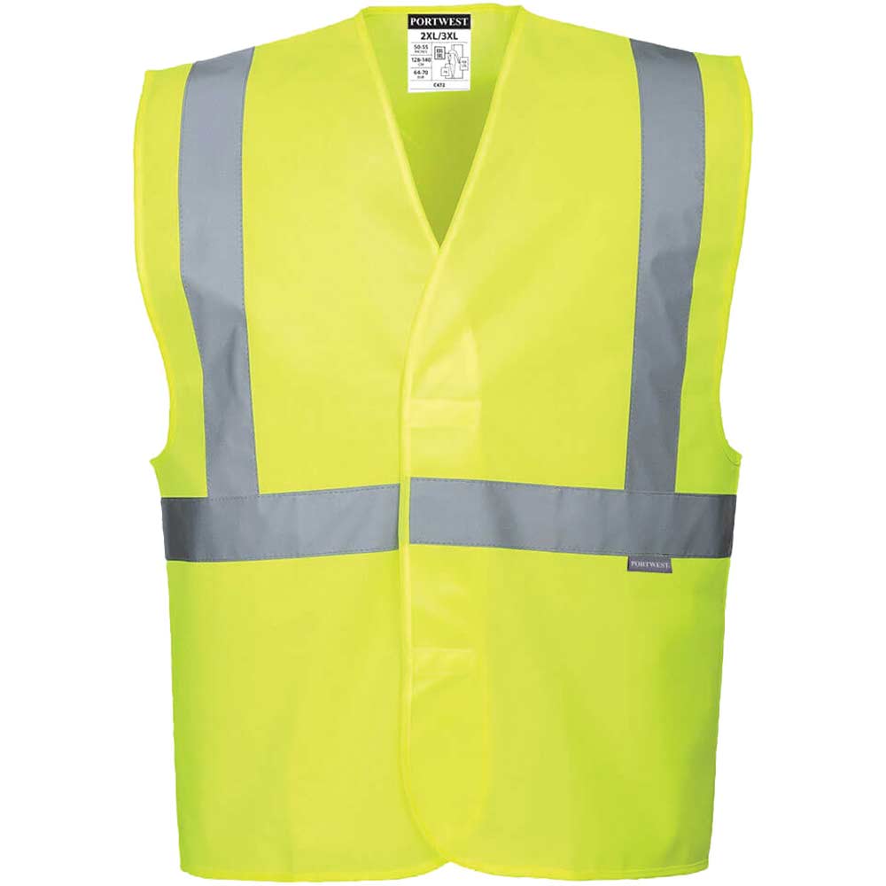 Portwest One Band and Brace Class 2 Hi Vis Vest - Yellow, S/M, Fit R