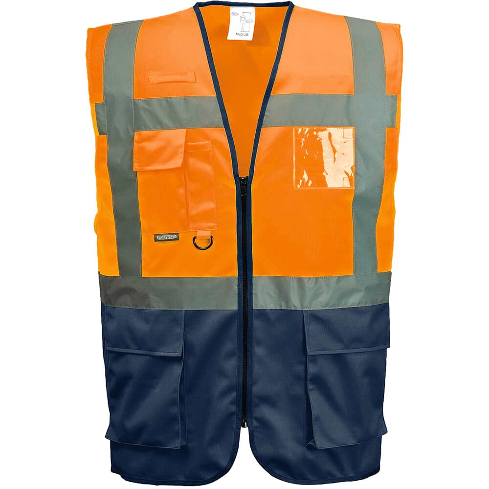 Portwest Orange Warsaw Executive Class 1 Hi Vis Vest / Navy Large