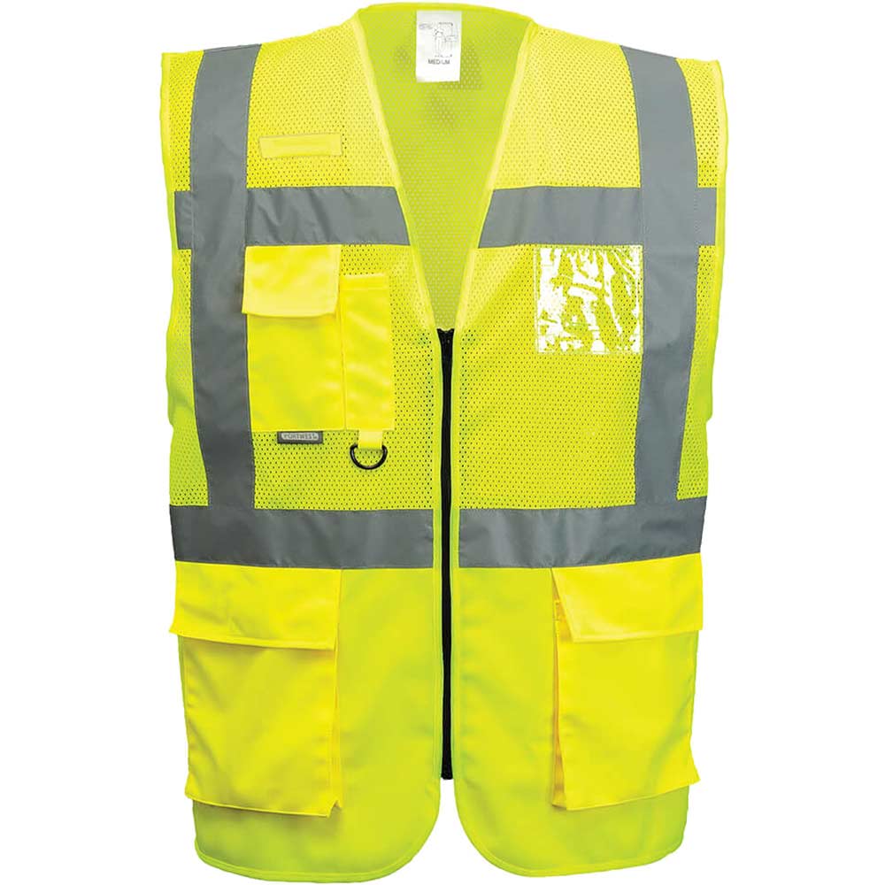 Portwest Madrid Hi Vis Half Mesh Executive Vest - Yellow, XXXL, Fit R