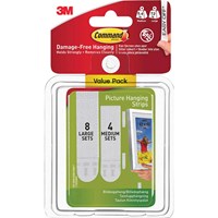 Command 12 Piece Medium and Large Picture Hanging Adhesive Strip Set
