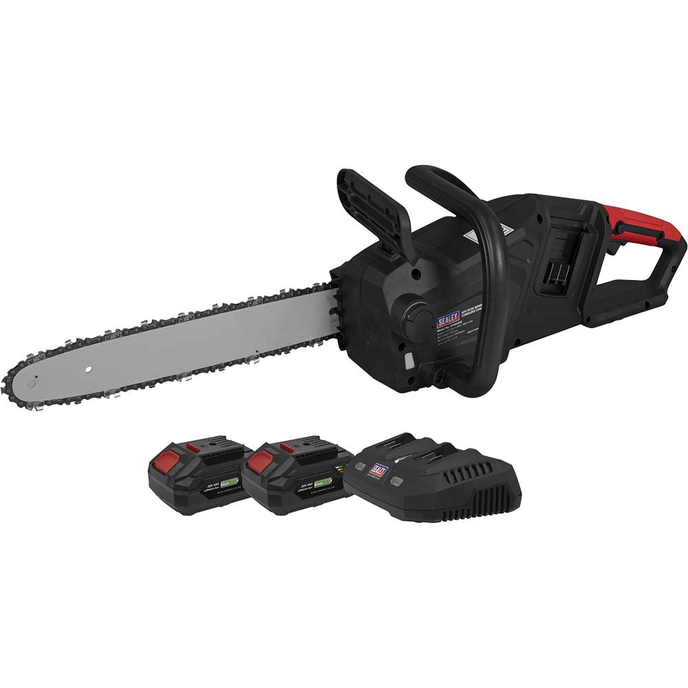 Sealey CP40VCS Twin 20v Cordless Chainsaw 350mm 2 x 4ah Li-ion Charger