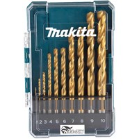 Makita 10 Piece HSS TiN Drill Bit Set Makita 10 Piece HSS TiN Drill Bit Set