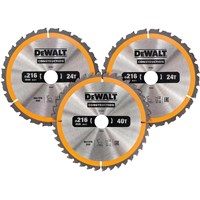 DeWalt 3 Piece 216mm Construction Circular Saw Blade Set