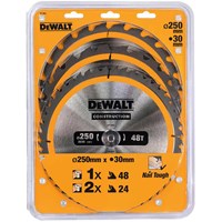 DeWalt 3 Piece 250mm Construction Circular Saw Blade Set