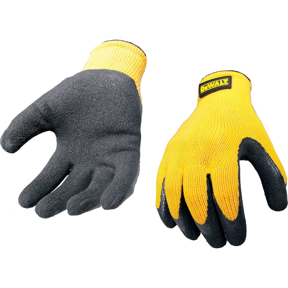 DeWalt Yellow Knit Back Latex Gloves - Size L