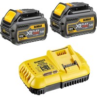 DeWalt 54v XR Cordless FLEXVOLT Twin Li-ion Battery and Fast Charger Pack 6ah DeWalt 54v XR Cordless FLEXVOLT Twin Li-ion Battery and Fast Charger Pack 6ah