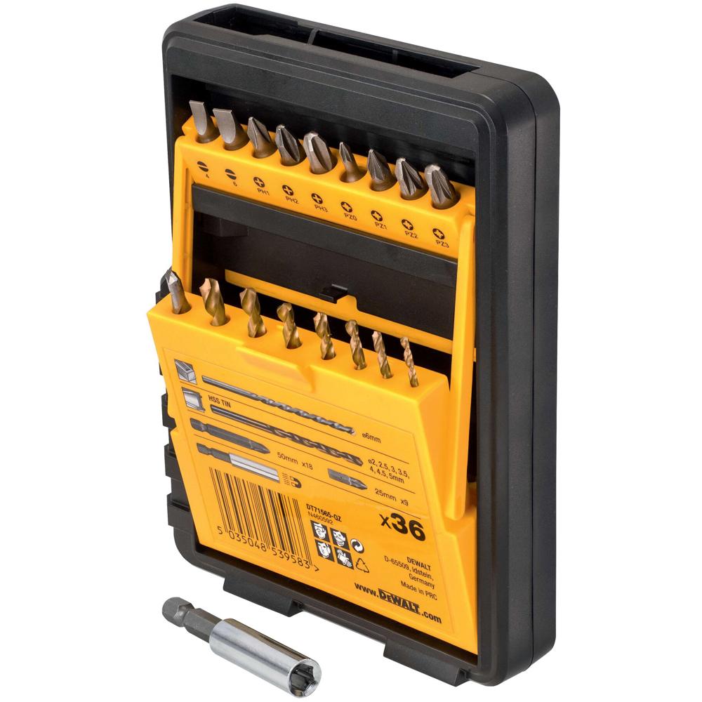 DeWalt 36 Piece Drill and Screwdriver Bit Set in Double Sided Case ...