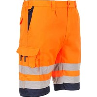 Portwest Mens Class 1 Hi Vis Poly Cotton Shorts