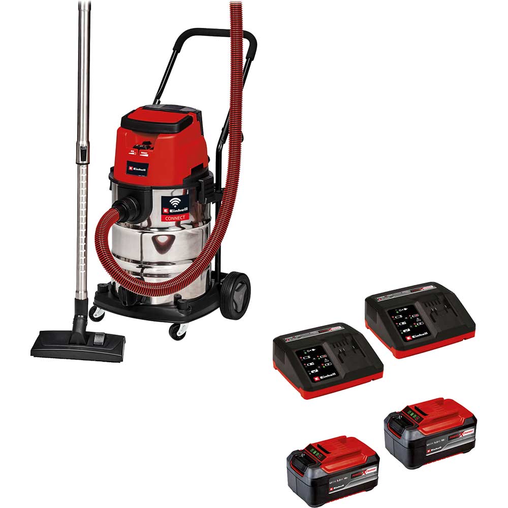 Einhell Tp-Vc 36/30 S Auto 36V Cordless Wet And Dry Vacuum Cleaner 30L 2 X 5.2Ah Li-Ion Charger