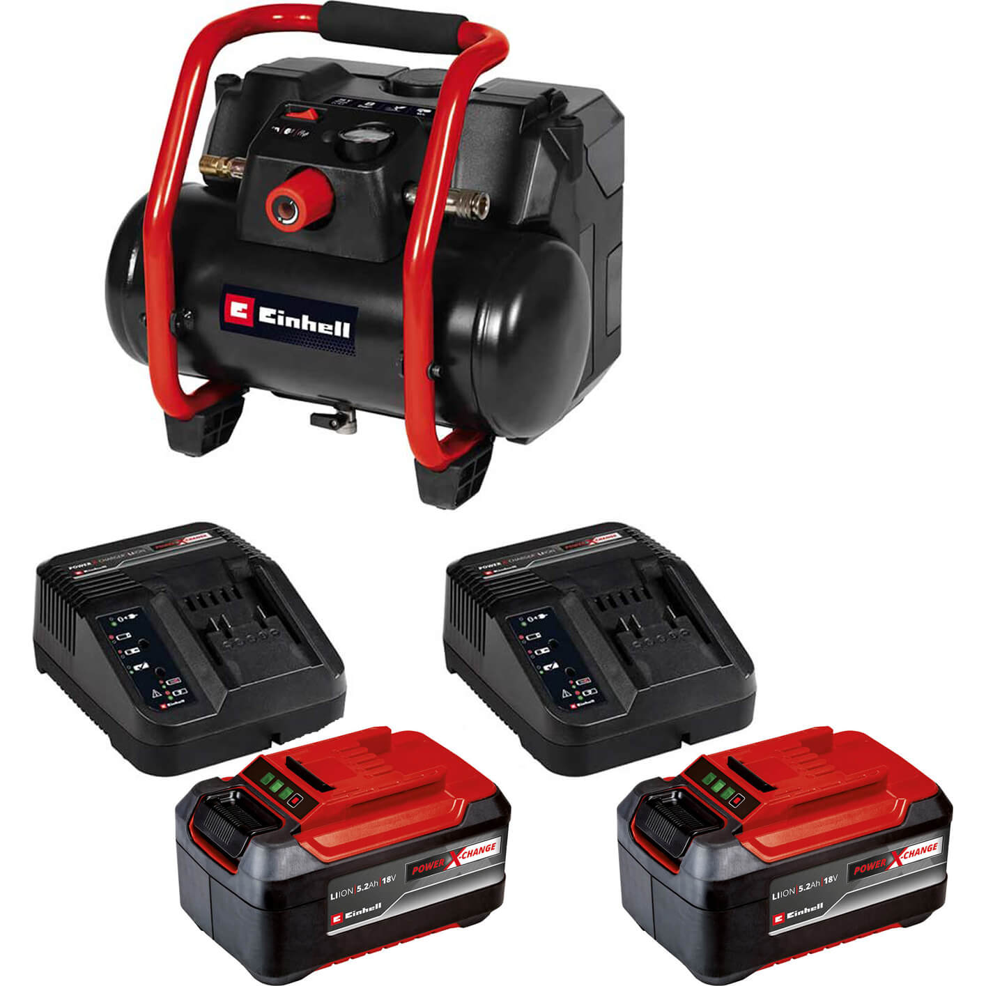 Einhell TE-AC 36/150 Li OF 36v Cordless Oil Free Air Compressor - Batteries: 2 x 5.2ah Plus Li-ion