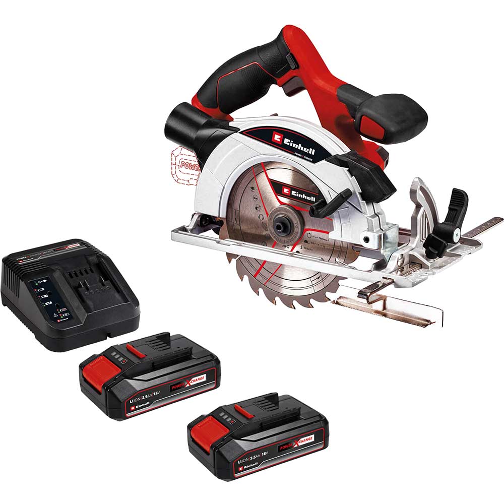 Einhell TE-CS 18/165-1 Li 18v Cordless Circular Saw 165mm - 2 x 2.5Ah batteries + charger