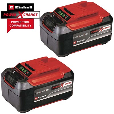 Einhell Genuine PXC 18v Cordless Twin Pack Slim Plus Li-ion Batteries 5.2ah