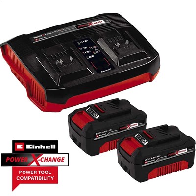 Einhell Genuine PXC 18v Cordless Twin Battery Charger and Li-ion Batteries 4ah