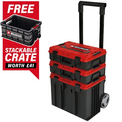 Einhell E Case Tower Stackable Tool Box Set on Wheeled Trolley