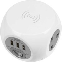 Sealey Cable Extension Cube with Wireless Charging and USB Sockets