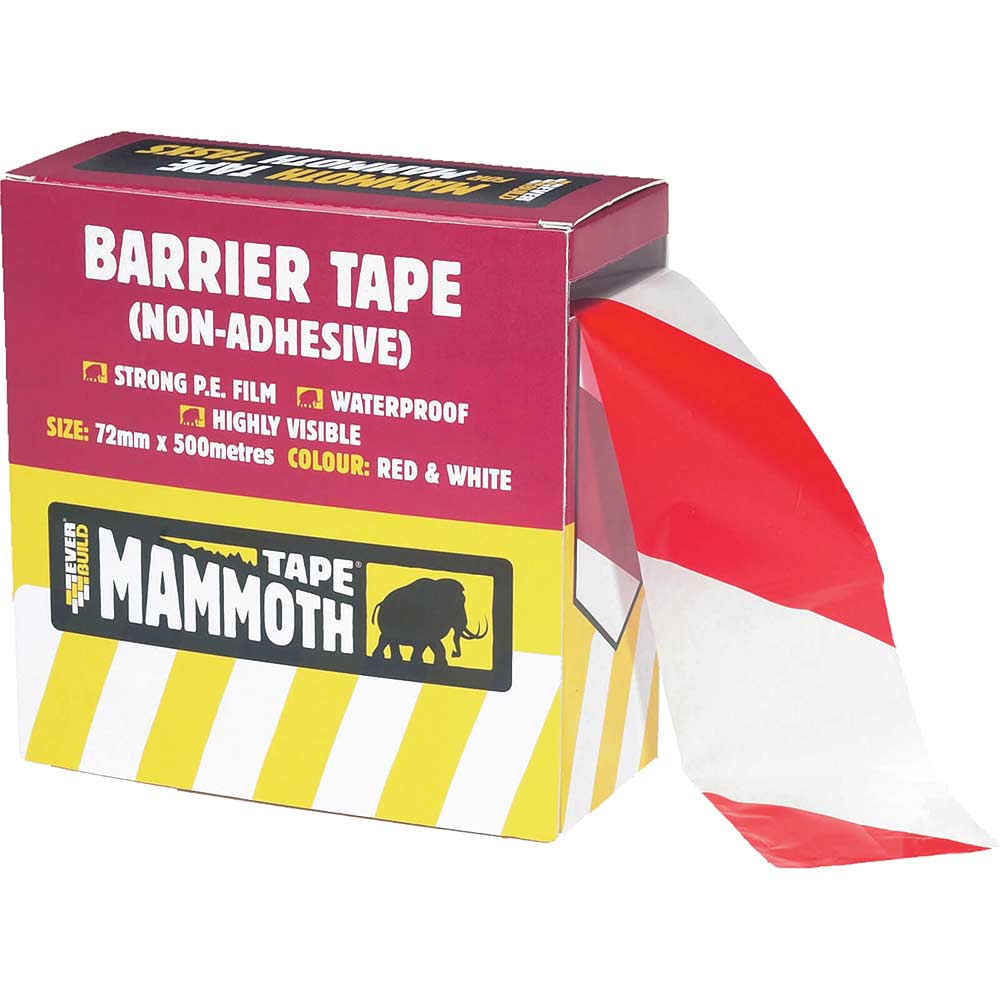 Everbuild Red / White Non Adhesive Barrier Tape 500M